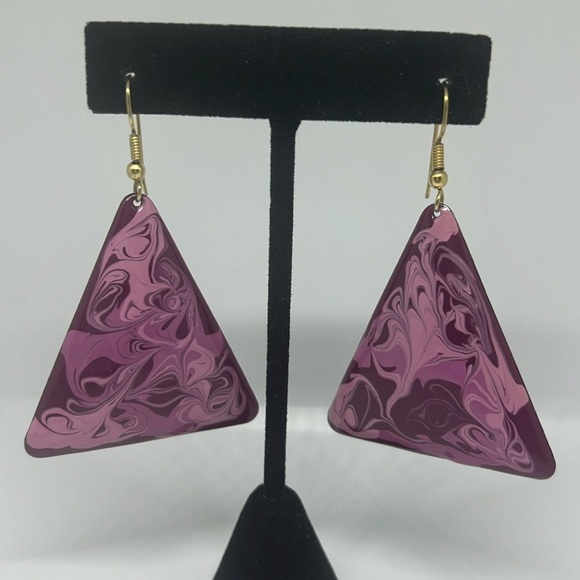 Purple Triangle Earrings - Picture 1 of 2